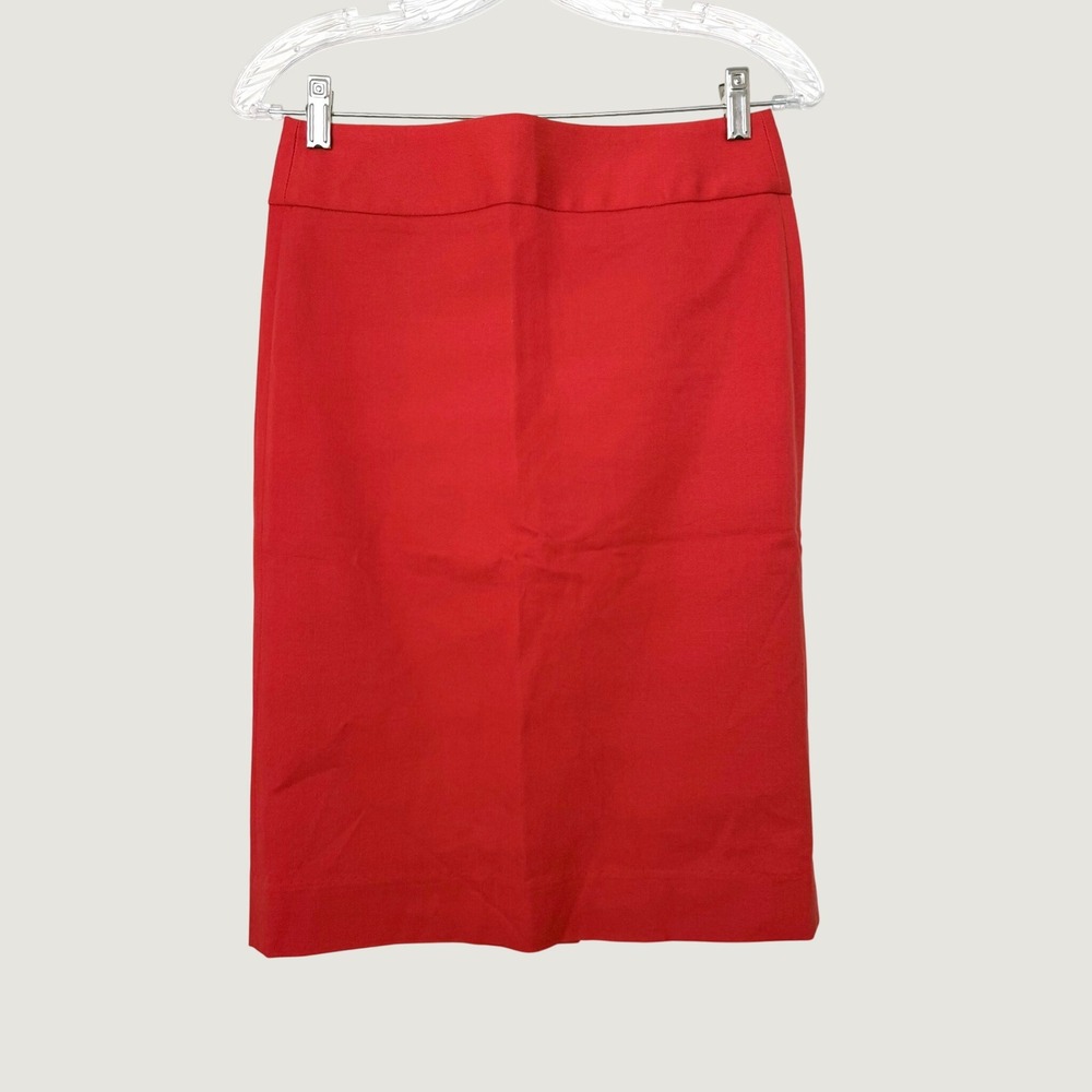 Banana Republic Sloan Pencil Skirt Vermillion Red Stretch Cotton Size 0 NWT